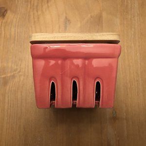 Ceramic Berry Basket w/ Wood Lid